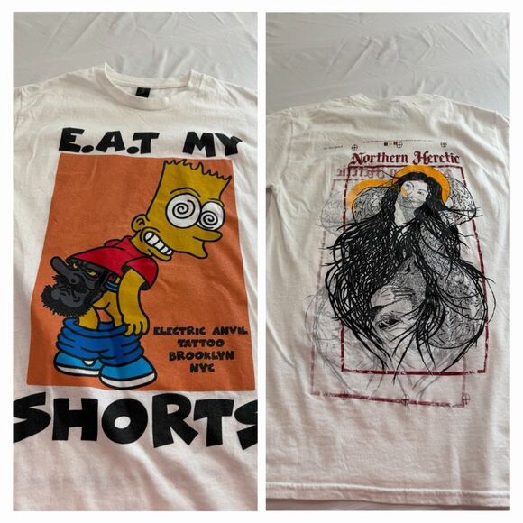 Gildan Other - Eat My Shorts X Northern Heretic Electric Avenue Tattoo T-Shirt Size Small